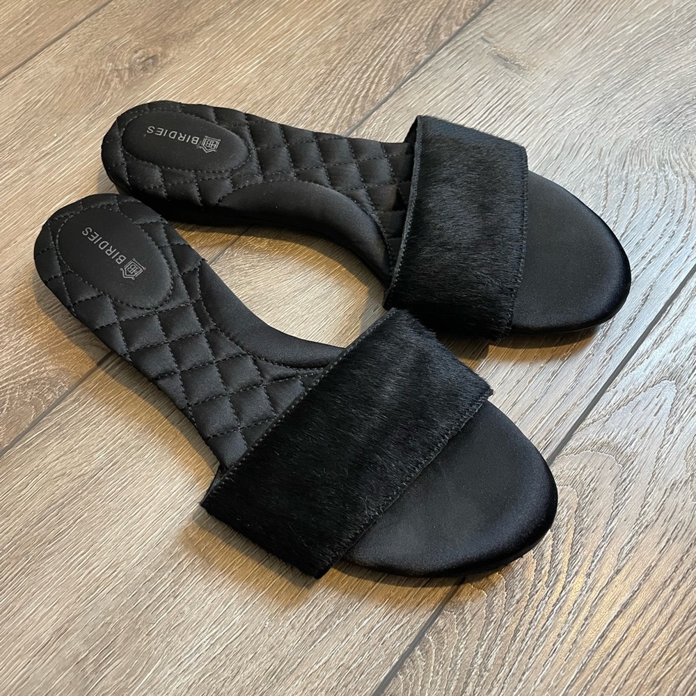 Birdies The Sparrow Slippers Slides Sandals Size 7 Black.